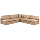  Manufacturer Color_Tan -- Comfy 118" Tan Vegan Leather Upholstered 5 pc Modular Sectional IMAGE 1