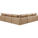  Manufacturer Color_Tan -- Comfy 118" Tan Vegan Leather Upholstered 5 pc Modular Sectional IMAGE 3