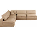  Manufacturer Color_Tan -- Comfy 118" Tan Vegan Leather Upholstered 5 pc Modular Sectional IMAGE 4
