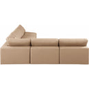  Manufacturer Color_Tan -- Comfy 118" Tan Vegan Leather Upholstered 5 pc Modular Sectional IMAGE 5
