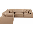  Manufacturer Color_Tan -- Comfy 119" Tan Vegan Leather Upholstered 5 pc Modular Sectional IMAGE 4