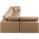  Manufacturer Color_Tan -- Comfy 158" Tan Vegan Leather Upholstered 5 pc Modular Sectional IMAGE 10