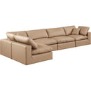  Manufacturer Color_Tan -- Comfy 158" Tan Vegan Leather Upholstered 5 pc Modular Sectional IMAGE 2