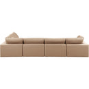  Manufacturer Color_Tan -- Comfy 158" Tan Vegan Leather Upholstered 5 pc Modular Sectional IMAGE 5