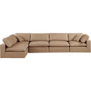  Manufacturer Color_Tan -- Comfy 158" Tan Vegan Leather Upholstered 5 pc Modular Sectional IMAGE 7