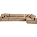  Manufacturer Color_Tan -- Comfy 158" Tan Vegan Leather Upholstered 5 pc Modular Sectional IMAGE 8