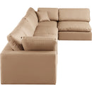 Manufacturer Color_Tan -- Comfy 158" Tan Vegan Leather Upholstered 5 pc Modular Sectional IMAGE 9