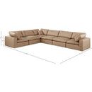  Manufacturer Color_Tan -- Comfy 158" Tan Vegan Leather Upholstered 6 pc Modular Sectional IMAGE 10