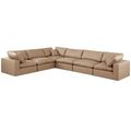  Manufacturer Color_Tan -- Comfy 158" Tan Vegan Leather Upholstered 6 pc Modular Sectional IMAGE 1