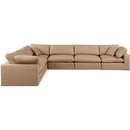  Manufacturer Color_Tan -- Comfy 158" Tan Vegan Leather Upholstered 6 pc Modular Sectional IMAGE 4