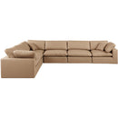 Meridian Comfy Tan Vegan Leather Modular Sectional IMAGE 4