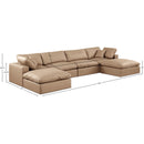  Manufacturer Color_Tan -- Comfy 158" Tan Vegan Leather Upholstered 6 pc Modular Sectional IMAGE 10