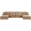  Manufacturer Color_Tan -- Comfy 158" Tan Vegan Leather Upholstered 6 pc Modular Sectional IMAGE 4