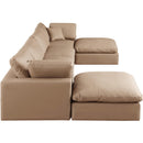  Manufacturer Color_Tan -- Comfy 158" Tan Vegan Leather Upholstered 6 pc Modular Sectional IMAGE 5