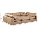  Manufacturer Color_Tan -- Comfy 119" Tan Vegan Leather Upholstered 6 pc Modular Sectional IMAGE 10