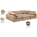  Manufacturer Color_Tan -- Comfy 119" Tan Vegan Leather Upholstered 6 pc Modular Sectional IMAGE 11