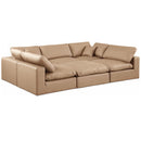  Manufacturer Color_Tan -- Comfy 119" Tan Vegan Leather Upholstered 6 pc Modular Sectional IMAGE 1