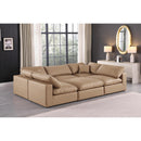  Manufacturer Color_Tan -- Comfy 119" Tan Vegan Leather Upholstered 6 pc Modular Sectional IMAGE 2