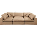  Manufacturer Color_Tan -- Comfy 119" Tan Vegan Leather Upholstered 6 pc Modular Sectional IMAGE 4