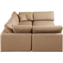  Manufacturer Color_Tan -- Comfy 119" Tan Vegan Leather Upholstered 6 pc Modular Sectional IMAGE 5