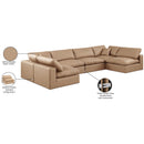  Manufacturer Color_Tan -- Comfy 158" Tan Vegan Leather Upholstered 6 pc Modular Sectional IMAGE 11