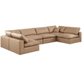  Manufacturer Color_Tan -- Comfy 158" Tan Vegan Leather Upholstered 6 pc Modular Sectional IMAGE 1