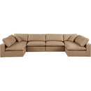 Manufacturer Color_Tan -- Comfy 158" Tan Vegan Leather Upholstered 6 pc Modular Sectional IMAGE 4