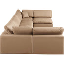  Manufacturer Color_Tan -- Comfy 158" Tan Vegan Leather Upholstered 6 pc Modular Sectional IMAGE 5