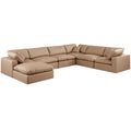  Manufacturer Color_Tan -- Comfy 158" Tan Vegan Leather Upholstered 7 pc Modular Sectional IMAGE 1