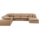  Manufacturer Color_Tan -- Comfy 158" Tan Vegan Leather Upholstered 7 pc Modular Sectional IMAGE 4
