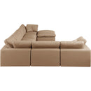  Manufacturer Color_Tan -- Comfy 158" Tan Vegan Leather Upholstered 7 pc Modular Sectional IMAGE 5