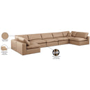  Manufacturer Color_Tan -- Comfy 197" Tan Vegan Leather Upholstered 7 pc Modular Sectional IMAGE 11