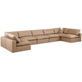  Manufacturer Color_Tan -- Comfy 197" Tan Vegan Leather Upholstered 7 pc Modular Sectional IMAGE 1