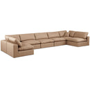  Manufacturer Color_Tan -- Comfy 197" Tan Vegan Leather Upholstered 7 pc Modular Sectional IMAGE 1