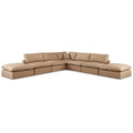  Manufacturer Color_Tan -- Comfy 157" Tan Vegan Leather Upholstered 7 pc Modular Sectional IMAGE 1