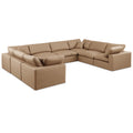  Manufacturer Color_Tan -- Comfy 158" Tan Vegan Leather Upholstered 8 pc Modular Sectional IMAGE 1