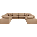  Manufacturer Color_Tan -- Comfy 158" Tan Vegan Leather Upholstered 8 pc Modular Sectional IMAGE 4