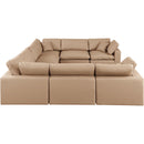  Manufacturer Color_Tan -- Comfy 158" Tan Vegan Leather Upholstered 8 pc Modular Sectional IMAGE 5