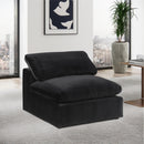  Manufacturer Color_Black -- Comfy Black Velvet Upholstered Modular Armless Chair IMAGE 2