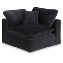  Manufacturer Color_Black -- Comfy Black Velvet Upholstered Modular Corner Chair IMAGE 1