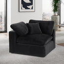  Manufacturer Color_Black -- Comfy Black Velvet Upholstered Modular Corner Chair IMAGE 2