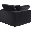  Manufacturer Color_Black -- Comfy Black Velvet Upholstered Modular Corner Chair IMAGE 3