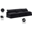 Manufacturer Color_Black -- Comfy 117" Black Velvet Upholstered 3 pc Armless Modular Sofa IMAGE 10