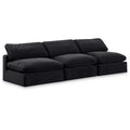  Manufacturer Color_Black -- Comfy 117" Black Velvet Upholstered 3 pc Armless Modular Sofa IMAGE 1