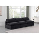  Manufacturer Color_Black -- Comfy 117" Black Velvet Upholstered 3 pc Armless Modular Sofa IMAGE 2