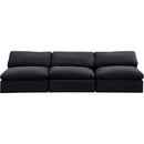  Manufacturer Color_Black -- Comfy 117" Black Velvet Upholstered 3 pc Armless Modular Sofa IMAGE 4