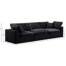  Manufacturer Color_Black -- Comfy 119" Black Velvet Upholstered 3 pc Modular Sofa IMAGE 10