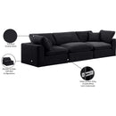 Manufacturer Color_Black -- Comfy 119" Black Velvet Upholstered 3 pc Modular Sofa IMAGE 11