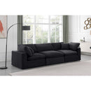  Manufacturer Color_Black -- Comfy 119" Black Velvet Upholstered 3 pc Modular Sofa IMAGE 2