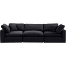  Manufacturer Color_Black -- Comfy 119" Black Velvet Upholstered 3 pc Modular Sofa IMAGE 4